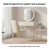 Round plush Pouf Multifunctional Vanity Stool Comfortable Seating Elegant Design for Adults, Students, Bedroom