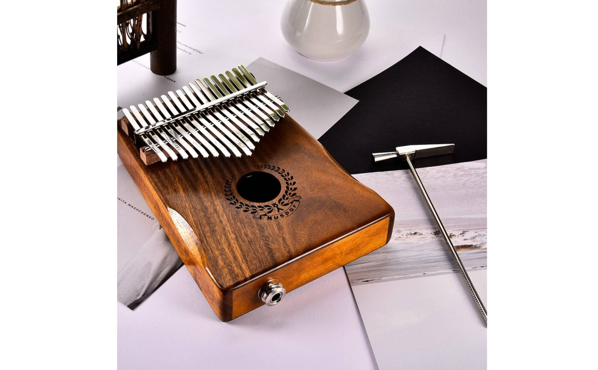 Built-in Pickup 17 Key Kalimba Solid Wood Body Electric Kalimba Clear Sound 17 Tone Thumb Piano Easy to Learn for Beginners, Adults, Children, Relaxing, Travel, Party