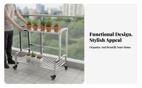 Multi-Tier Flower Trolley Indoor/outdoor Use Tiered Planter Trolley for Balcony
