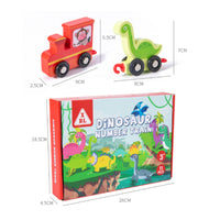 Educational Wooden Dinosaur Train Set Learning Dinosaur Train Set Hands-on Developmental for Toddlers, Preschoolers, Kids, Playroom, Classroom