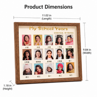 Photo Frame for Grandparents, 15 Panel Multi Photo Frame, Modern Minimalist Handmade Wood Picture Frame, Freestanding Table Top Display