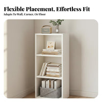 Space Saving Narrow Corner Bookcase Large Capacity Floor Standing Bookshelf Stable Load-Bearing Freestanding Shelf Rack Multifunctional for Apartment Dwellers, Book Lovers, Small Areas, Study Room, Home Office, Entryway