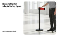 Heavy-Duty Base Retractable Belt Stanchion Anti Stainless Steel Queue Post Wear-Resistant Queue Management Pole Long-Lasting Construction for Event Organizers, Venue Managers, Security Personnel, Banks, Underground Stations, Hotels