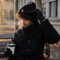 Knitted Beanie Hat Scarf and Gloves Set for Winter, Fleece Lined Windproof Warm Casual Kit for Men and Women