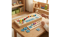 Arithmetic Practice Wooden Caterpillar Math Box Fine Motor Counting Toy Tray