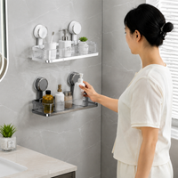 Triangle Shower Caddy, Rustproof Suction Cup Corner Shelf, No Bathroom Storage for Shampoo, 30cm Side