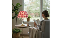 Romantic Rose Petal Lamp Warm Lamp with Crystal Drops Soft Realistic for Reading Corner
