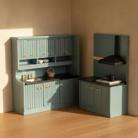 1/12 Dollhouse Kitchen Cabinet with Sink Modern Dollhouse Kitchen Set with Sink European-Style for Dioramas