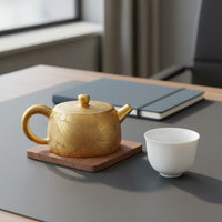 Clay Teapot Handmade Engraved Teapot Drip Pour Gold Tea Pot for Gift