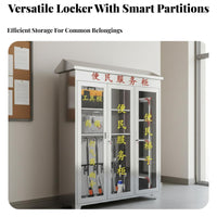 Rust Resistant Stainless Steel Service Cabinet Lockable Glass Door Emergency Cabinet Heavy Duty Community Convenience Station Large Capacity for Residents, Property Managers, Hospital, School, Office Building, Supermarket