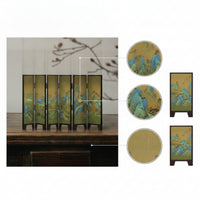 Tabletop Folding Screen Oriental Tabletop Divider Elegant Decorative Ornament for Study, Office, Bookshelf