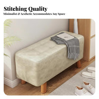 Multi-Functional Tufted Rectangular Stool Soft Cushion Tufted Rectangular Footstool Solid Wood Legs Upholstered Bench Easy-to-Clean Textile for Retail Establishment Owners, Interior Designers, Fitting Room, Cloakroom, Entryway, Bedroom