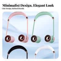 Foldable Wearable Neck Fan Long-Lasting Battery Hands-Unrestricted Personal Fan Lightweight Low Noise for Travel, Outdoor, Sports, Office