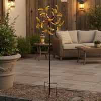 Wind Rotator Dynamic Rotation Rotating Flower Rotator Artistic Crafted Metalwork Yard Art for Outdoor