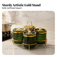 Moisture-Proof Airtight Canister Set with Lids Food-Grade Materials Decorative Storage Jar Set Prevents Flavor Mixing Condiment Server with Holder Easy to Clean for Party Hosts, Living Room, Holiday Gathering, Wedding