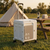 Folding Utility Cart with Lid Compact Foldable Rolling Crate Easy Storage Folding Cart with Lid for Journeyers