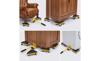 5 Pieces Furniture Moving Tool Kit Heavy-Duty Furniture Mover Plate with Triangular Wheeled Dollies with Lifting Lever for Movers, Homeowners