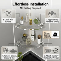 Corner Bathroom Shelves Wall Mounted Acrylic, Shelf for Organizers and Storage Shower Room, No Drill Floating Triangle Rack