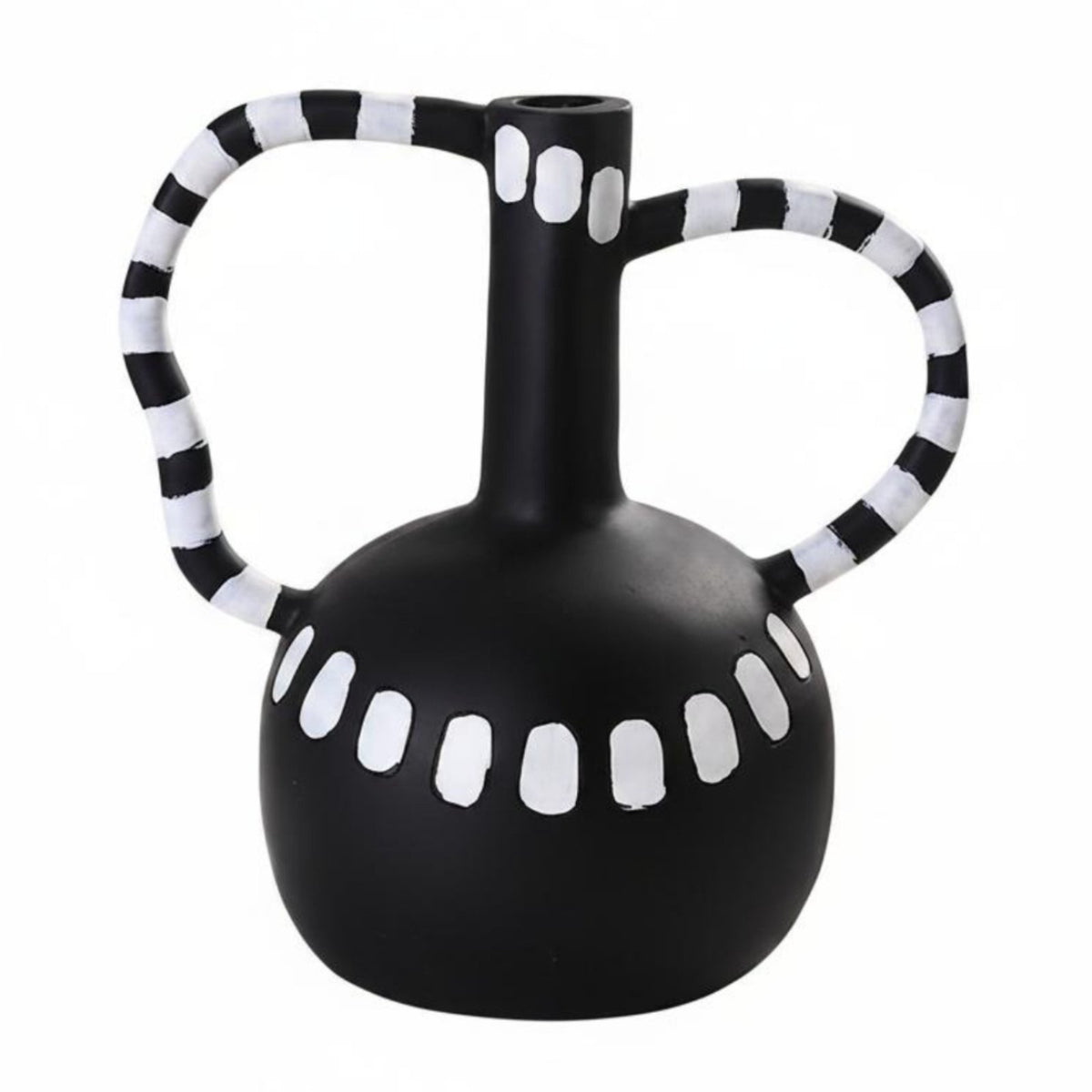 Black White Decorative Vase Modern Style Irregular Ceramic Vase Sophisticated Decor for Entryway