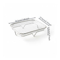Easy to Clean Air Fryer Draining Basket High Temperature Resistant Stainless Steel Mesh Basket Dishwasher Safe Oil Draining Rack Rust-Proof for Grilling, Baking, Roasting, Dehydrating