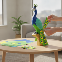 DIY Peacock Geometric Papercraft Kit for Home Decor