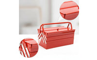 Folding Foldable Metal with Trays Heavy Duty Folding Handheld Tool Box for Garage, Workshop