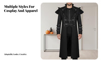 Irregular Hem Design Medieval Assassin Cosplay Coat Soft Comfortable Material Asymmetrical Medieval Jacket Windproof Steam Edgy Long Jacket for Halloween Partygoers, Cosplayers, Goth Enthusiasts, Themed Parties, Comic Conventions, Stage Performances