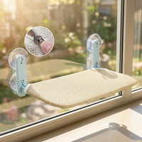 Cat Window Perch, Foldable Cat Hammock with Strong Suction Cups, Space Saving Suction Cup Cat Bed for Indoor Cats, Window Resting Seat