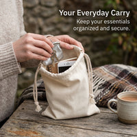 Canvas Storage Pouch with Drawstring Closure, Blank Surface for Product Packaging, Small Bag for Retailers