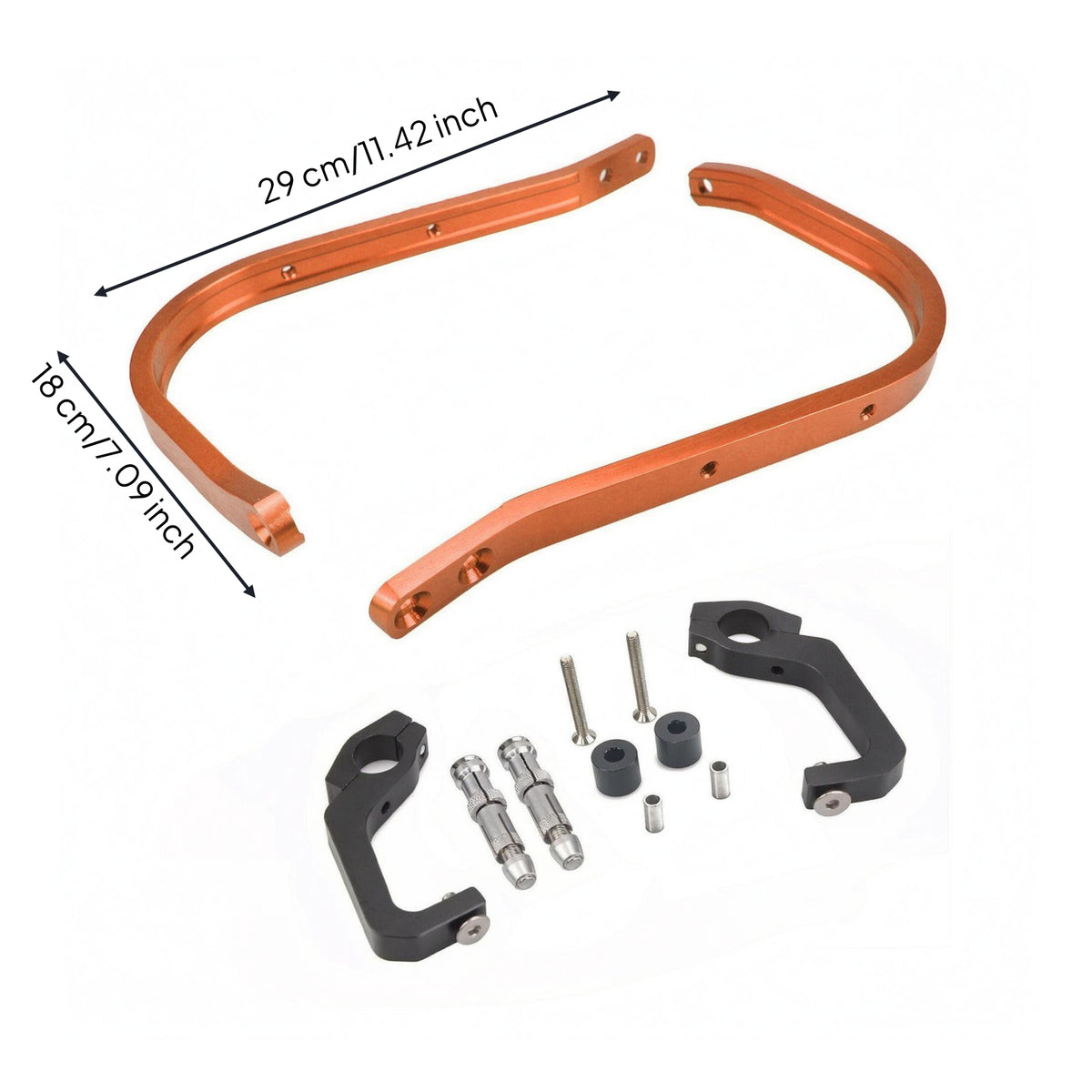 Black Brackets Trail-Road Motorcycle Hand Guards Mounting Hardware Aluminum Handlebar Guard Kit Curved Trail-Road Hand Guard Set Anodized Finish