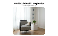 Houndstooth Pattern Upholstered Wingback Armchair Nordic Design Accent Chair Light Luxury Indoor Furniture Minimalist Design for Readers, Homeowners, Adults, Living Room, Reading Nook, Bedroom, Home Office