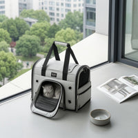 Shoulder Straps Zippered Pet Travel Bag Side Pocket Soft-Sided Pet Carrier Rectangular