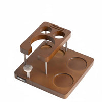 Wooden Puck Press Stand Rectangular Tamping Station Espresso Tool Holder Solid Wood Metal Tamping Base Stand