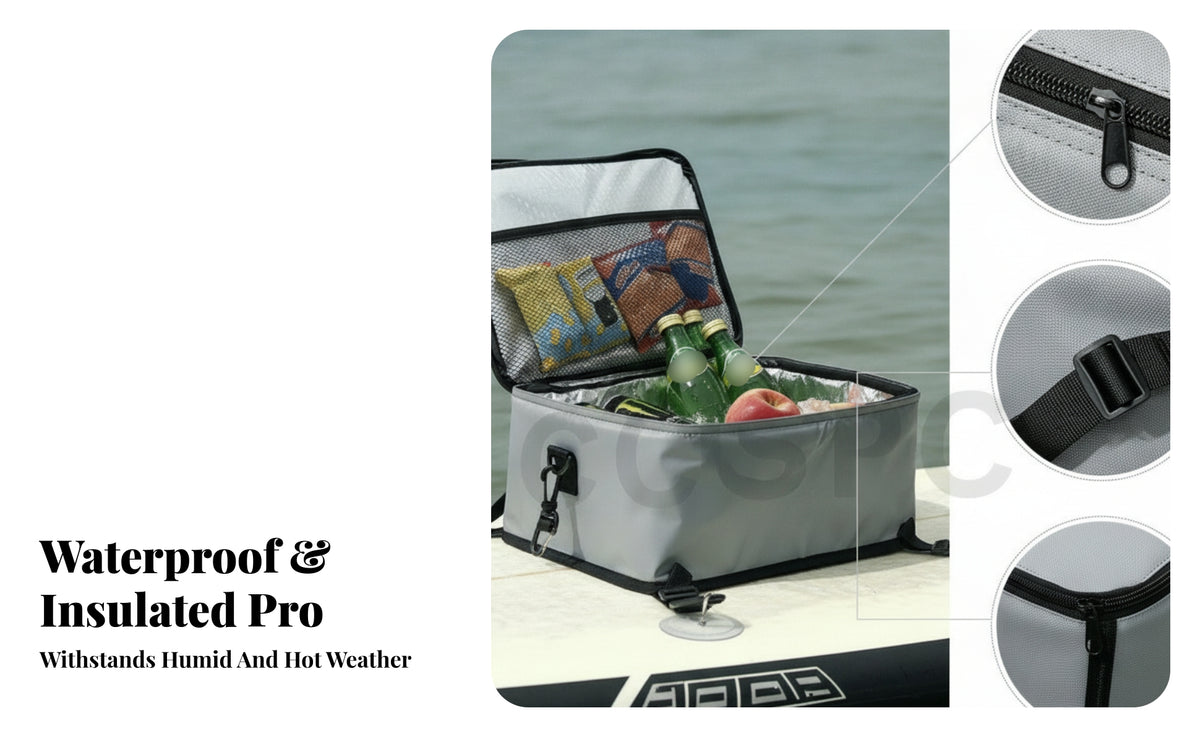 SUP Cooler Bag Insulated Surfboard Cooler Bag Water Sports Accessory Zippered Mesh Pocket for Paddleboarding, Surfing