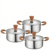 6 Pieces Soup Pot Set with Handles Stainless Steel Soup Pot Set Induction Compatible Pots for Home Cooks, Renters, Kitchen, Meal Prep