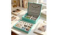 Dustdustproof Jewelry Storage Box Rectangular Jewelry Box with Tray Hard-Sided Detachable for Women, Travelers, Dresser, Vanity, Travel