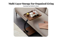 U-Shaped Bedside Table Lamp Elegant Portable Side Table Modern Design Rolling Storage Rack for Apartment Dwellers, Adults, Hospital, Living Room