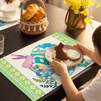 Easter Placemat Decorative Bunny and Egg Kitchen Dining Mat Non-Slip Bunny Table Mat Spring Table Decoration for Indoor Holiday Party Decor