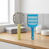 Litter Scooper and Sand Sifter 2-Pack, Rectangular Sifter Sieve with Fine Holes for Sieve Cleaning, Scooper Cat Waste from Litter Tray Box Trays