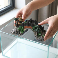 Realistic Aquarium Cave, Asian Themed Aquarium Caves and Hides, Resin Arch Bridge for Freshwater Aquatic Tank, Sturdy Stone Look Hiding Shelter