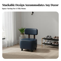 360° Swivel Wheels Padded Caster Chair with Backrest Easy to Clean Wheeled Stool with Backrest Scratch Resistant Mobile Seat High Load Capacity for Seniors, Children, Homemakers, Entryway, Living Room, Bedroom, Office