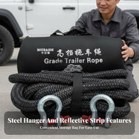 Heavy-Duty Tow Strap and Shackle Set Break-Resistant Braided Tow Strap with Shackles Reinforced Loops Towing Equipment High-Density Weave for Rugged-Highway Enthusiasts, Truck Owners, Drivers, Roadside Emergency, Trail Riding