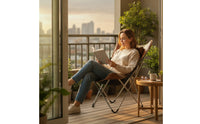Folding Reclining Chair with Pillow Foldable Lounge Chair with Pillow Leather-Like Recliner Portable for Adults, Patio, Balcony, Camping