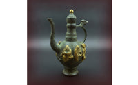 Spirit Pot with Lid Sculptural Decorative Metal Ewer Embossed Antique Style Spirits Pitcher for Home Bar