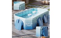 Rigid Foldable Pool with Toys Portable Rectangular Pool with Pump No-Inflation for Family, Kids, Backyard, Garden, Patio