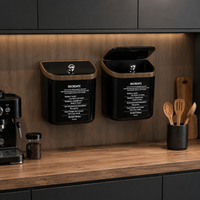 Wall-mounted Trash Can, Stop, Large Capacity 12L+ Dust Box, for Kitchen, Bathroom