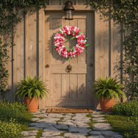 Artificial Blossom Wreath Seasonal Decor Spring Flower Wreath Handmade Hanging Blossom Decoration for Wedding
