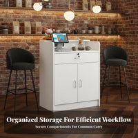 Multifunctional Modern Reception Desk Easy to Clean Reception Desk Sturdy Construction Retail Checkout Counter Multiple Storage Options for Receptionists, Office Workers, Business Owners, Lobby, Medical Office, Restaurant