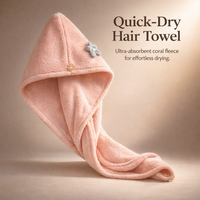 Microfibre Towel for Hair with Coral Fleece Very Soft Material, Quick Dry Turban Wrap for Women and Men, Anti Frizz Haircare