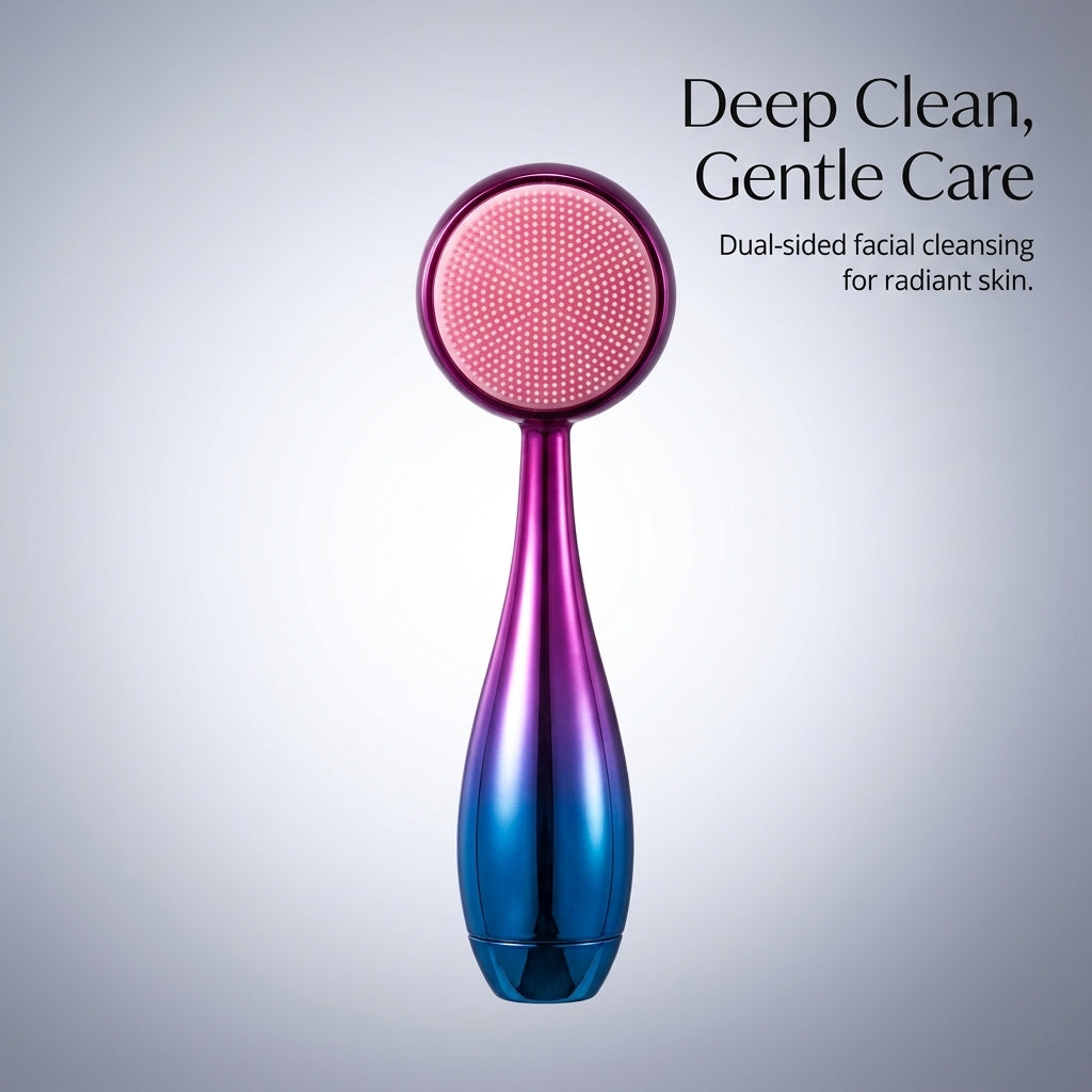 Manual Face Cleansing Brush Double Sided Facial Exfoliate, Standing Design Deep Pore Cleaning Massage, Non Electric for Adults Blackheads